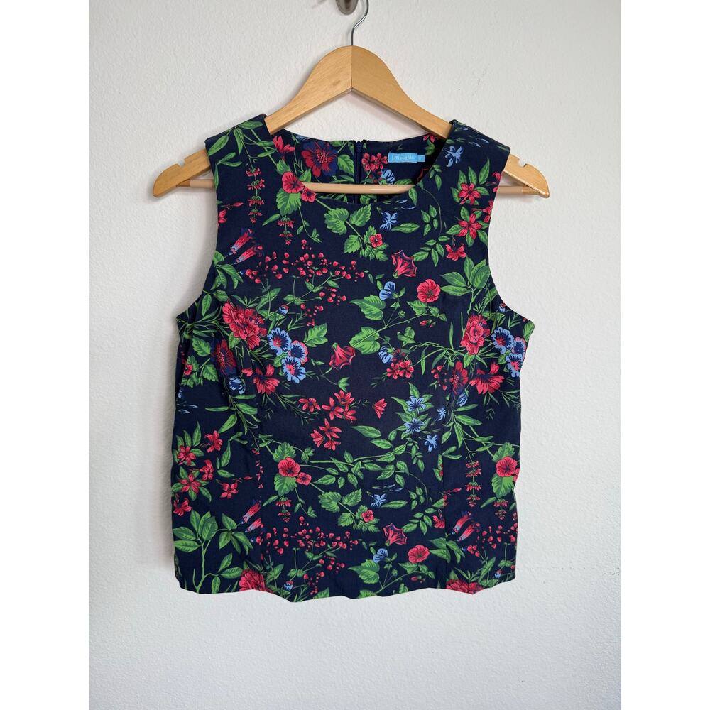 J McLaughlin women’s Amelia Tank top Navy Floral Size 8 Fitted structured